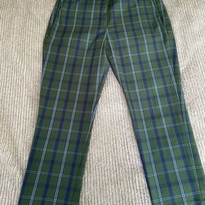TORY BURCH Sport Pants Women Size 12 Green and Blue Plaid